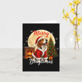 Beagle Christmas Beagle Costume Beagle Xmas Merry  Kaart (Gele Bloem)