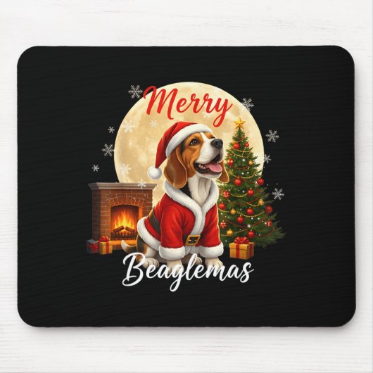 Beagle Christmas Beagle Costume Beagle Xmas Merry Muismat (Voorkant)
