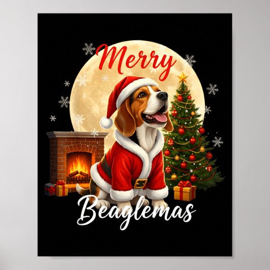 Beagle Christmas Beagle Costume Beagle Xmas Merry Poster (Voorkant)