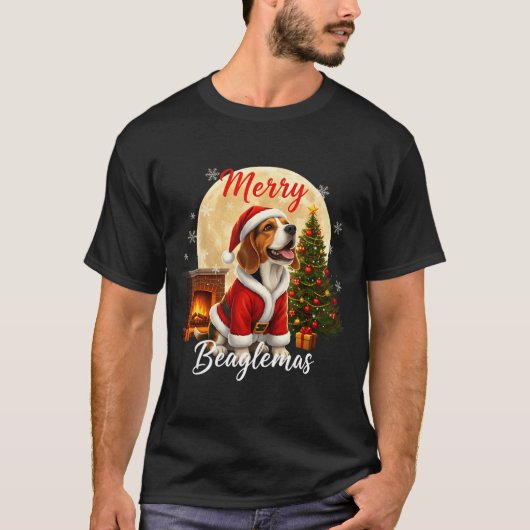 Beagle Christmas Beagle Costume Beagle Xmas Merry  T-shirt (Voorkant)