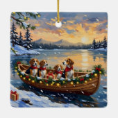 Beagle Christmas Boat Holiday Keramisch Ornament (Achterkant)