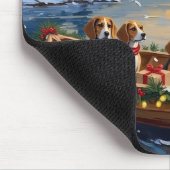 Beagle Christmas Boat Holiday Muismat (Hoek)