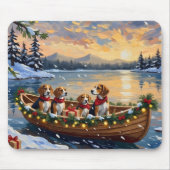 Beagle Christmas Boat Holiday Muismat (Voorkant)