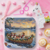 Beagle Christmas Boat Holiday Papieren Bordje (Feest)