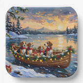 Beagle Christmas Boat Holiday Papieren Bordje (Voorkant)