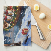 Beagle Christmas Boat Holiday Theedoek (Quarter Fold)