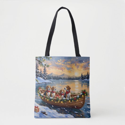 Beagle Christmas Boat Holiday Tote Bag (Voorkant)