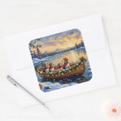 Beagle Christmas Boat Holiday Vierkante Sticker (Envelop)