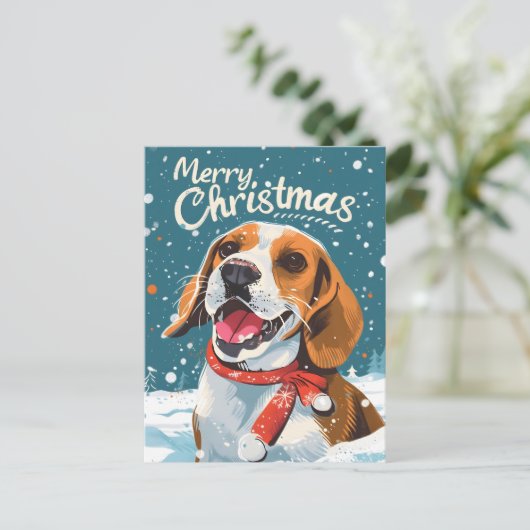 Beagle Christmas Briefkaart (Staand voorkant)