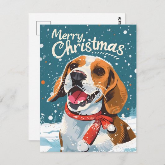 Beagle Christmas Briefkaart (Voorkant / Achterkant)