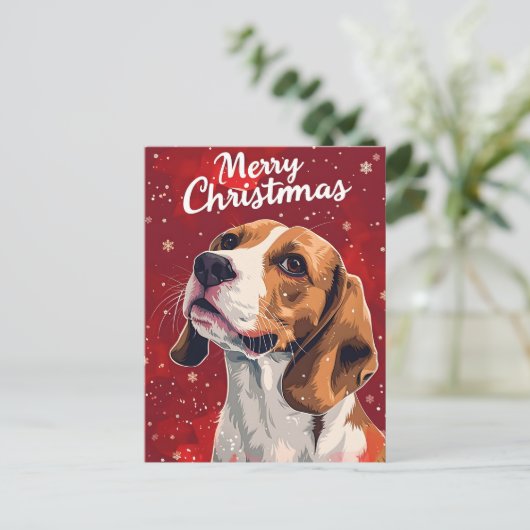 Beagle Christmas Briefkaart (Staand voorkant)