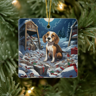Beagle Christmas, Cadeau voor Beagle Hondenliefheb Keramisch Ornament