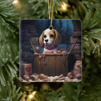 Beagle Christmas, Cadeau voor Beagle Hondenliefheb Keramisch Ornament