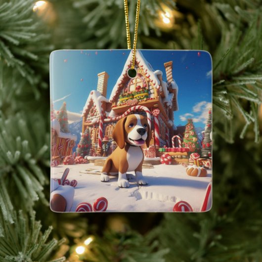 Beagle Christmas, Cadeau voor Beagle Hondenliefheb Keramisch Ornament (Boom)