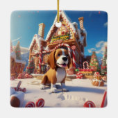 Beagle Christmas, Cadeau voor Beagle Hondenliefheb Keramisch Ornament (Achterkant)