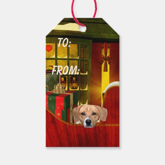 Beagle Christmas Cadeaulabel (Voorkant)