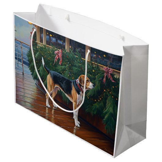Beagle Christmas Cruise: Pawsome Holiday Delight Groot Cadeauzakje (Achterkant Gekanteld)