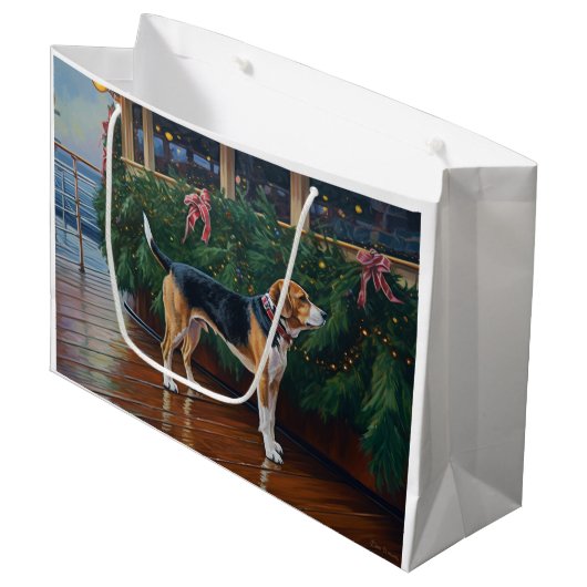 Beagle Christmas Cruise: Pawsome Holiday Delight Groot Cadeauzakje (Voorkant Gekanteld)