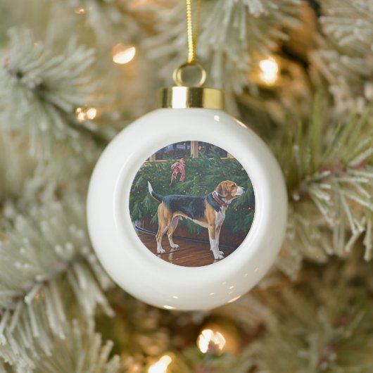 Beagle Christmas Cruise: Pawsome Holiday Delight Keramische Bal Ornament (Boom)