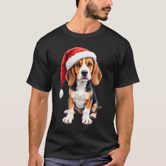 Beagle Christmas Dog Long Sleeve T-Shirt (Voorkant)