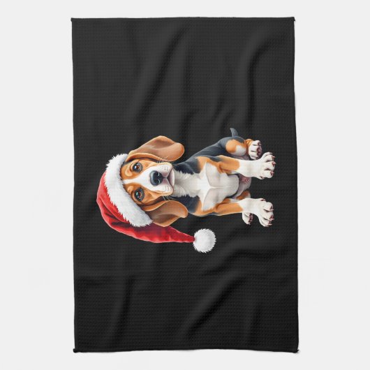 Beagle Christmas Dog Long Sleeve T-Shirt Theedoek (Verticaal)
