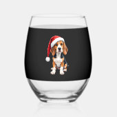 Beagle Christmas Dog Long Sleeve T-Shirt Wijnglas Zonder Voet (Voorkant)