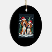 Beagle Christmas Dog Owner Xmas Holiday Pajama Lon Keramisch Ornament (Rechts)