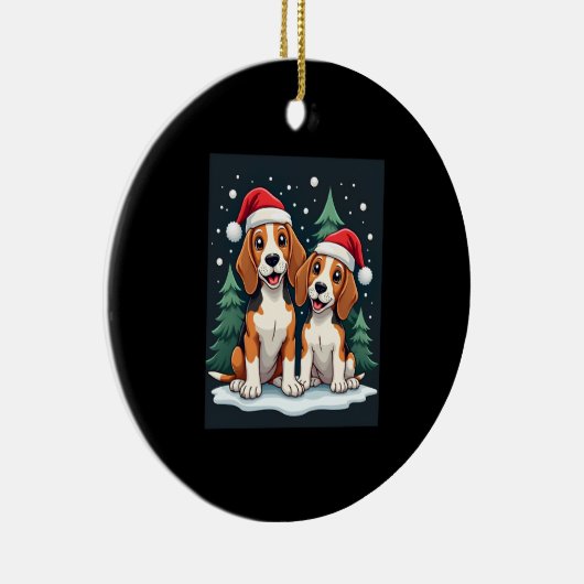 Beagle Christmas Dog Owner Xmas Holiday Pajama Lon Keramisch Ornament (Rechts)