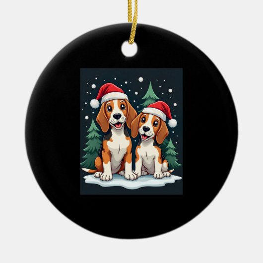 Beagle Christmas Dog Owner Xmas Holiday Pajama Lon Keramisch Ornament (Voorkant)
