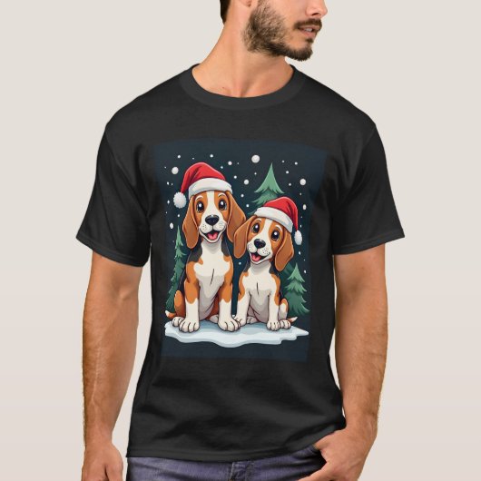 Beagle Christmas Dog Owner Xmas Holiday Pajama Lon T-shirt (Voorkant)