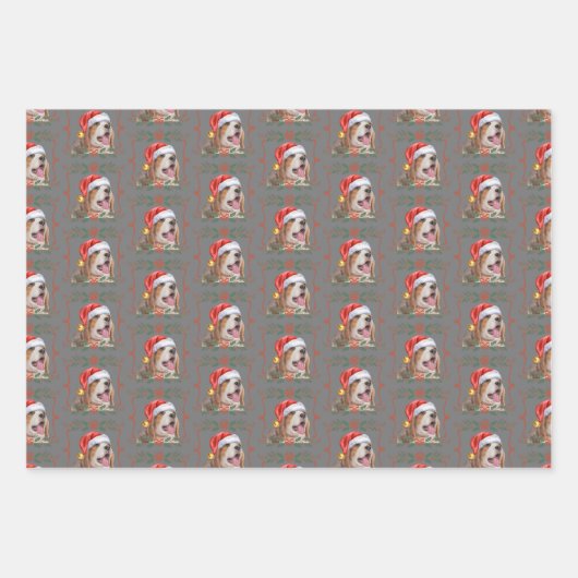 Beagle Christmas Dog Pattern Inpakpapier Vel (Voorkant 2)