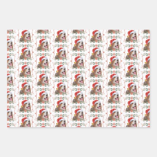 Beagle Christmas Dog Pattern Inpakpapier Vel (Voorkant)