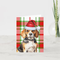 Beagle Christmas Dog Red Green Plaid Kerstmis