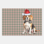 Beagle Christmas Dog Red Holiday Plaid Inpakpapier Vel (Voorkant 2)