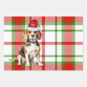 Beagle Christmas Dog Red Holiday Plaid Inpakpapier Vel (Voorkant)