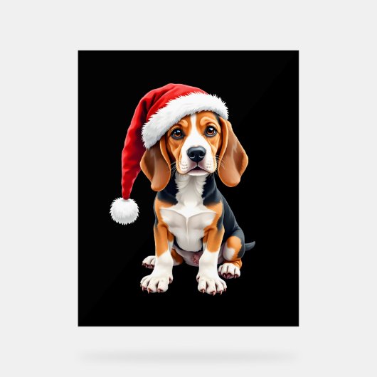 Beagle Christmas Dog T-shirt met lange mouwen Acryl Bord (Voorkant)