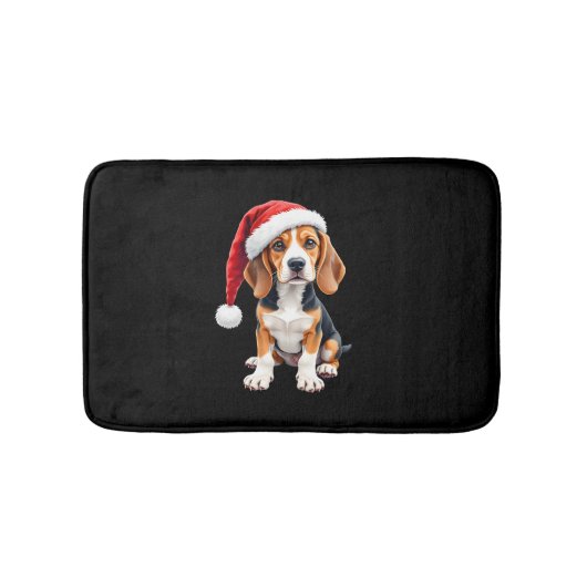 Beagle Christmas Dog T-shirt met lange mouwen Badmat (Voorkant)