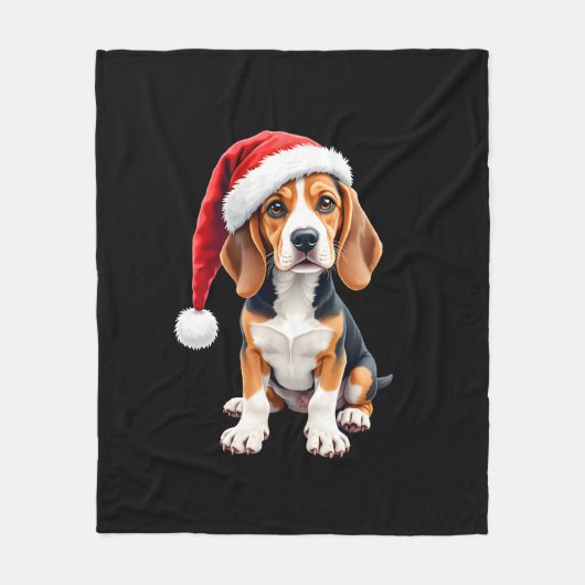 Beagle Christmas Dog T-shirt met lange mouwen Fleece Deken (Voorkant)