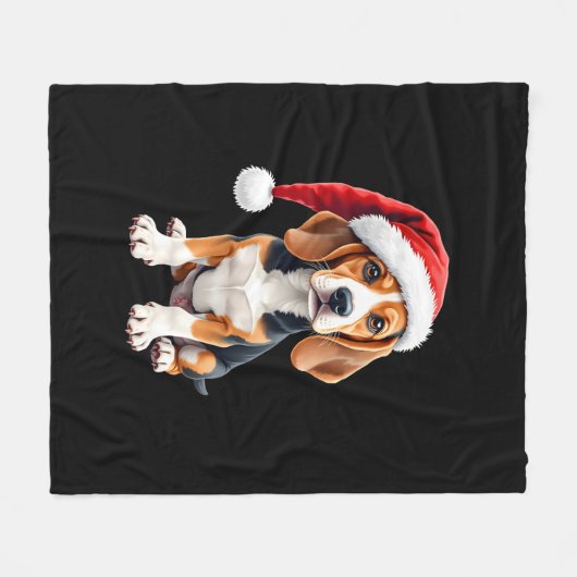 Beagle Christmas Dog T-shirt met lange mouwen Fleece Deken (Voorkant (Horizontaal))