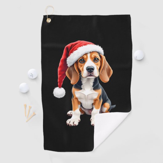 Beagle Christmas Dog T-shirt met lange mouwen Golfhanddoek (Insitu)