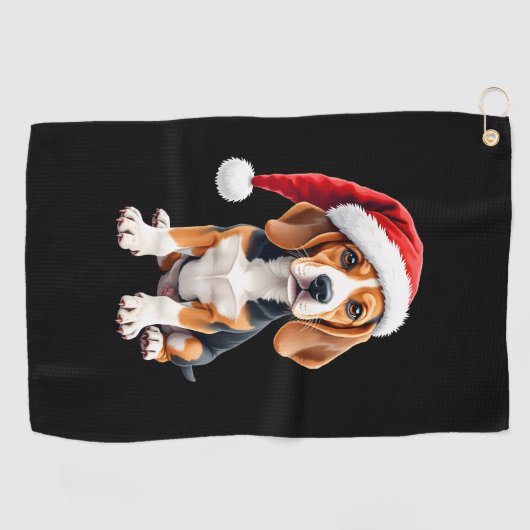 Beagle Christmas Dog T-shirt met lange mouwen Golfhanddoek (Horizontaal)