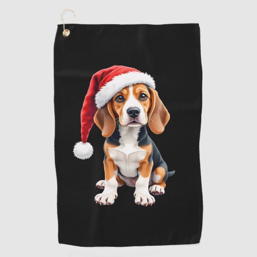 Beagle Christmas Dog T-shirt met lange mouwen Golfhanddoek (Voorkant)