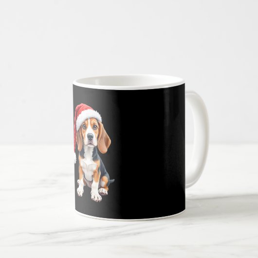 Beagle Christmas Dog T-shirt met lange mouwen Koffiemok (Voorkant rechts)