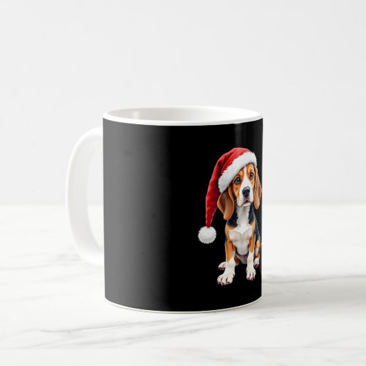 Beagle Christmas Dog T-shirt met lange mouwen Koffiemok (Voorkant links)