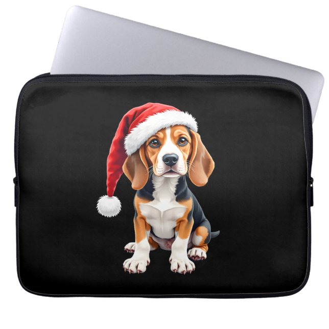 Beagle Christmas Dog T-shirt met lange mouwen Laptop Sleeve (Voorkant)