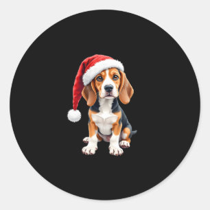 Beagle Christmas Dog T-shirt met lange mouwen Ronde Sticker