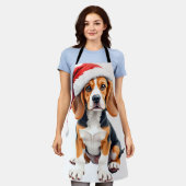 Beagle Christmas Dog T-shirt met lange mouwen Schort (Gedragen)