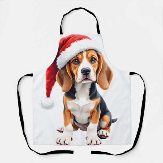 Beagle Christmas Dog T-shirt met lange mouwen Schort (Voorkant)