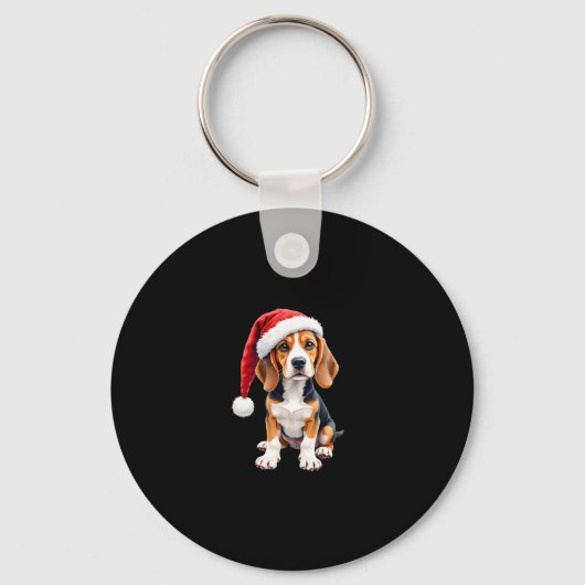 Beagle Christmas Dog T-shirt met lange mouwen Sleutelhanger (Voorkant)