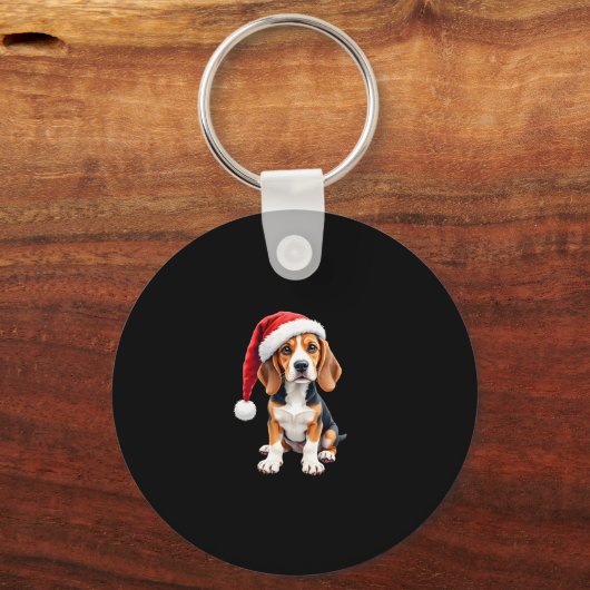 Beagle Christmas Dog T-shirt met lange mouwen Sleutelhanger (Voorkant)